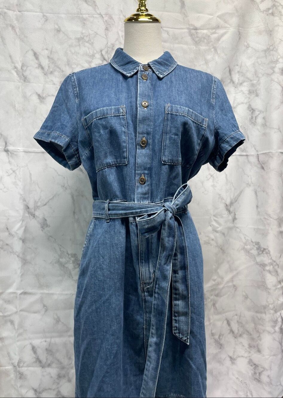 J.Crew Denim Belted Shirt Dress Size 14 NWT